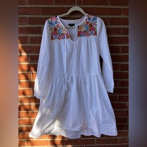J. Crew white embroidered farmers peasant dress size small